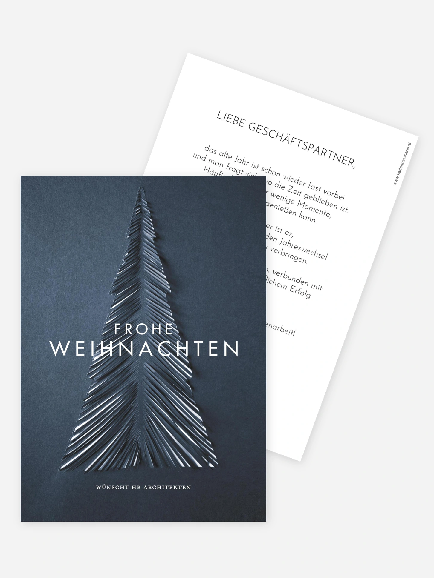 Geschäftliche Weihnachtskarte Papiertannenbaum