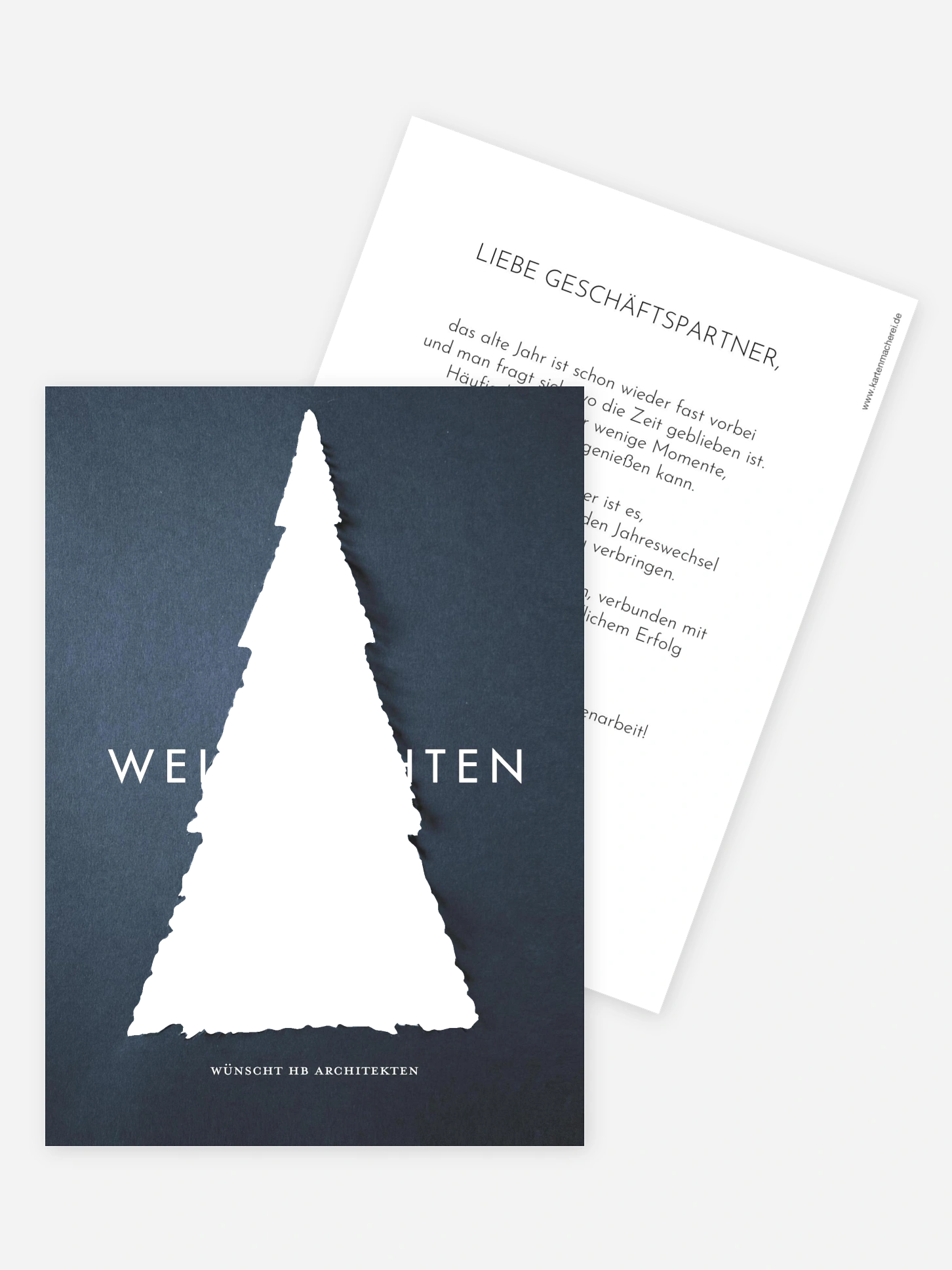 Geschäftliche Weihnachtskarte Papiertannenbaum