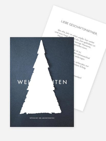 Geschäftliche Weihnachtskarte Papiertannenbaum