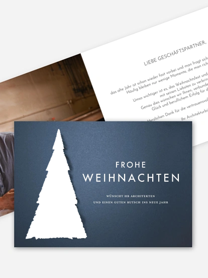 Geschäftliche Weihnachtskarte Papiertannenbaum
