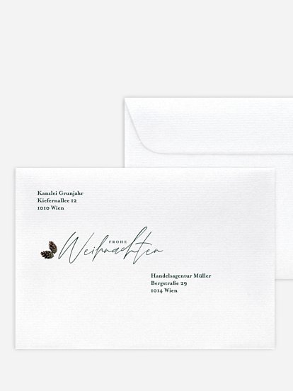 Bedruckte Umschläge geschäftl. Weihnachten Modern Pine