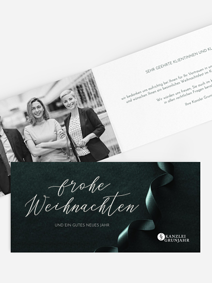 Geschäftliche Weihnachtskarte Satinband