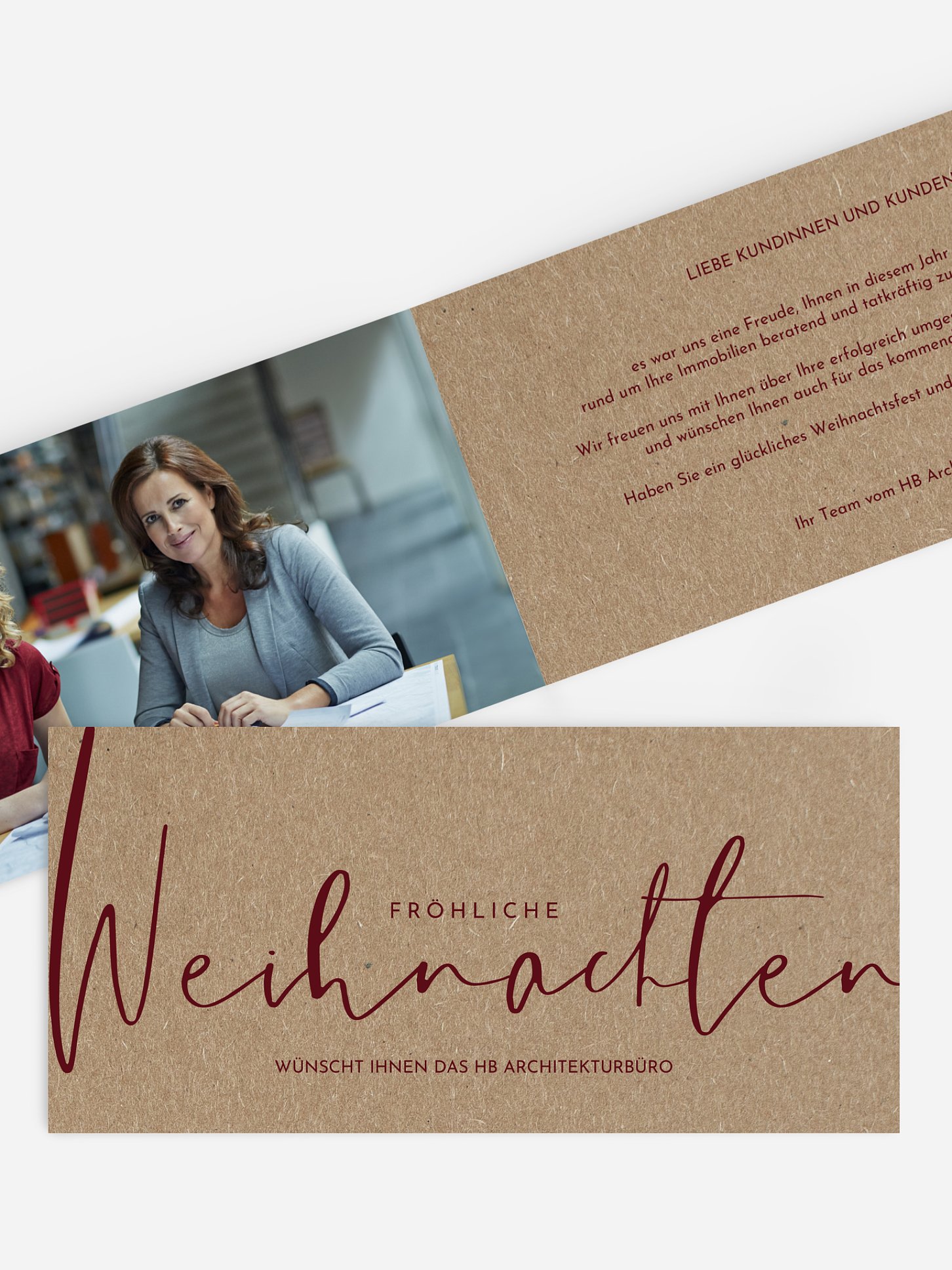 Geschäftliche Weihnachtskarte Christmas Melody Kraftpapier