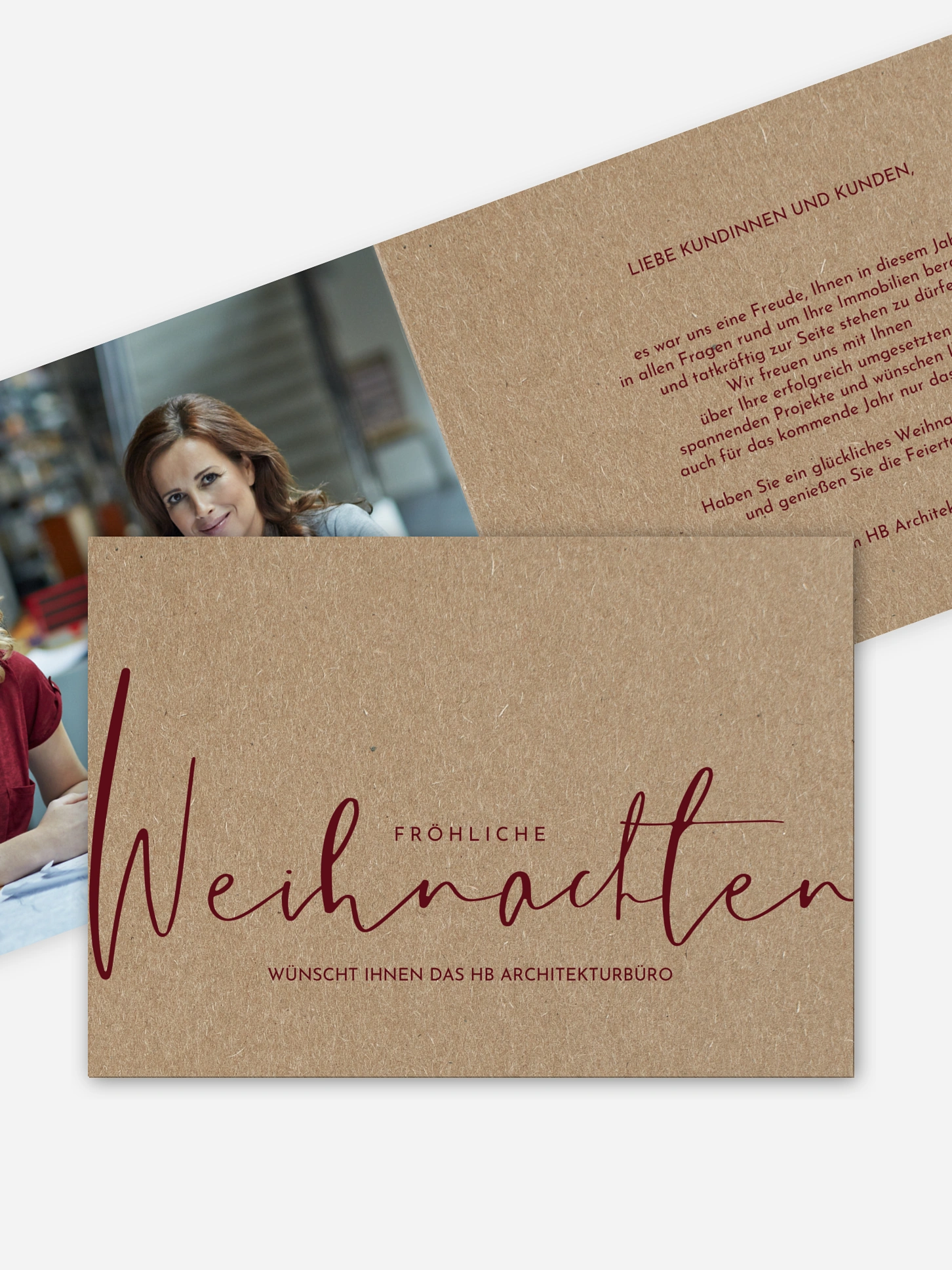 Geschäftliche Weihnachtskarte Christmas Melody Kraftpapier