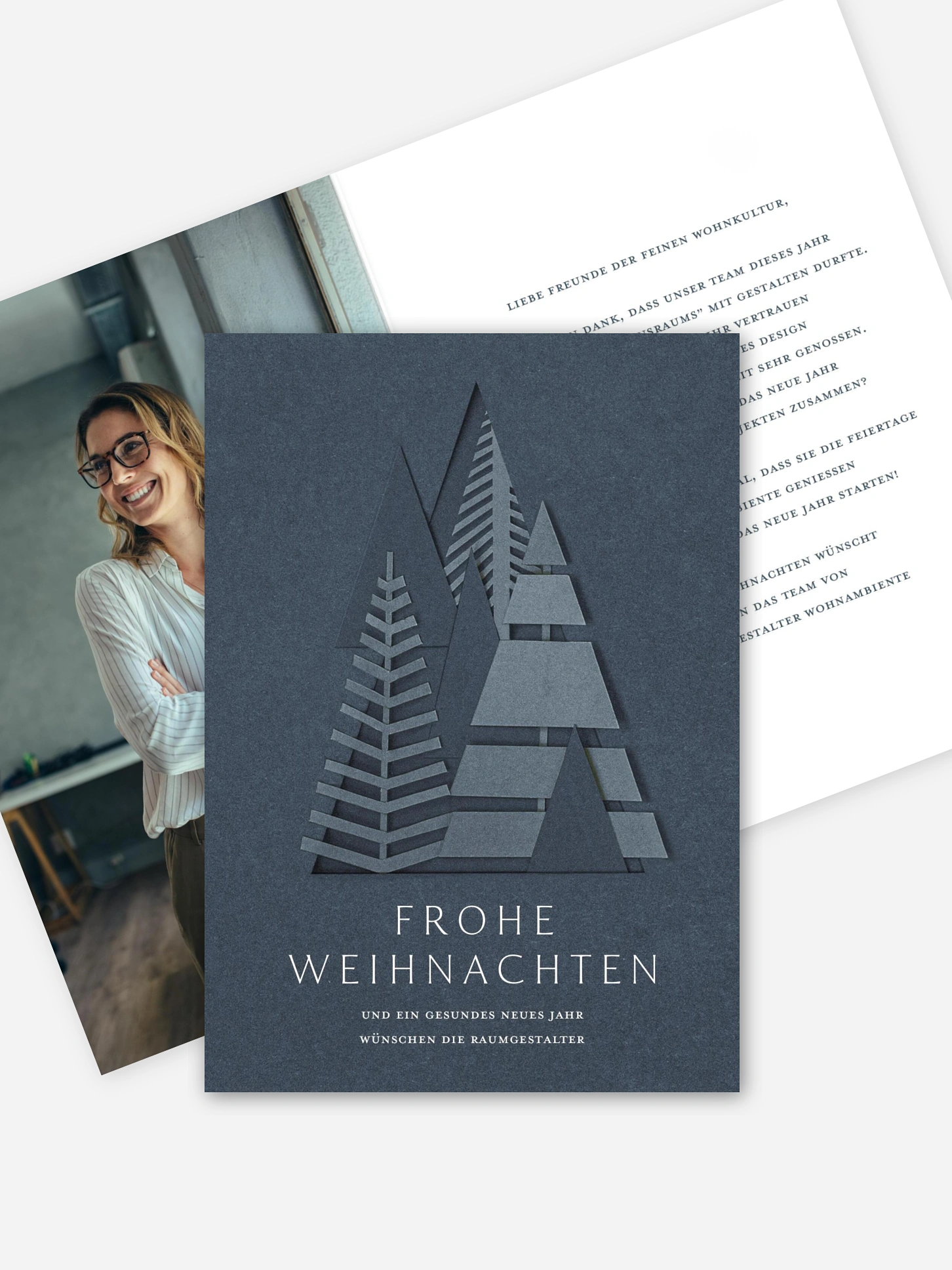 Geschäftliche Weihnachtskarte Chic Silhouette (Lack)