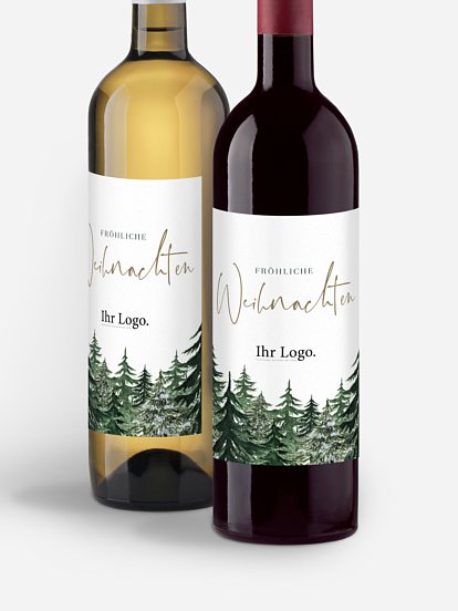 Flaschenetikett geschäftlich Warm Wintertrees Kraftpapier