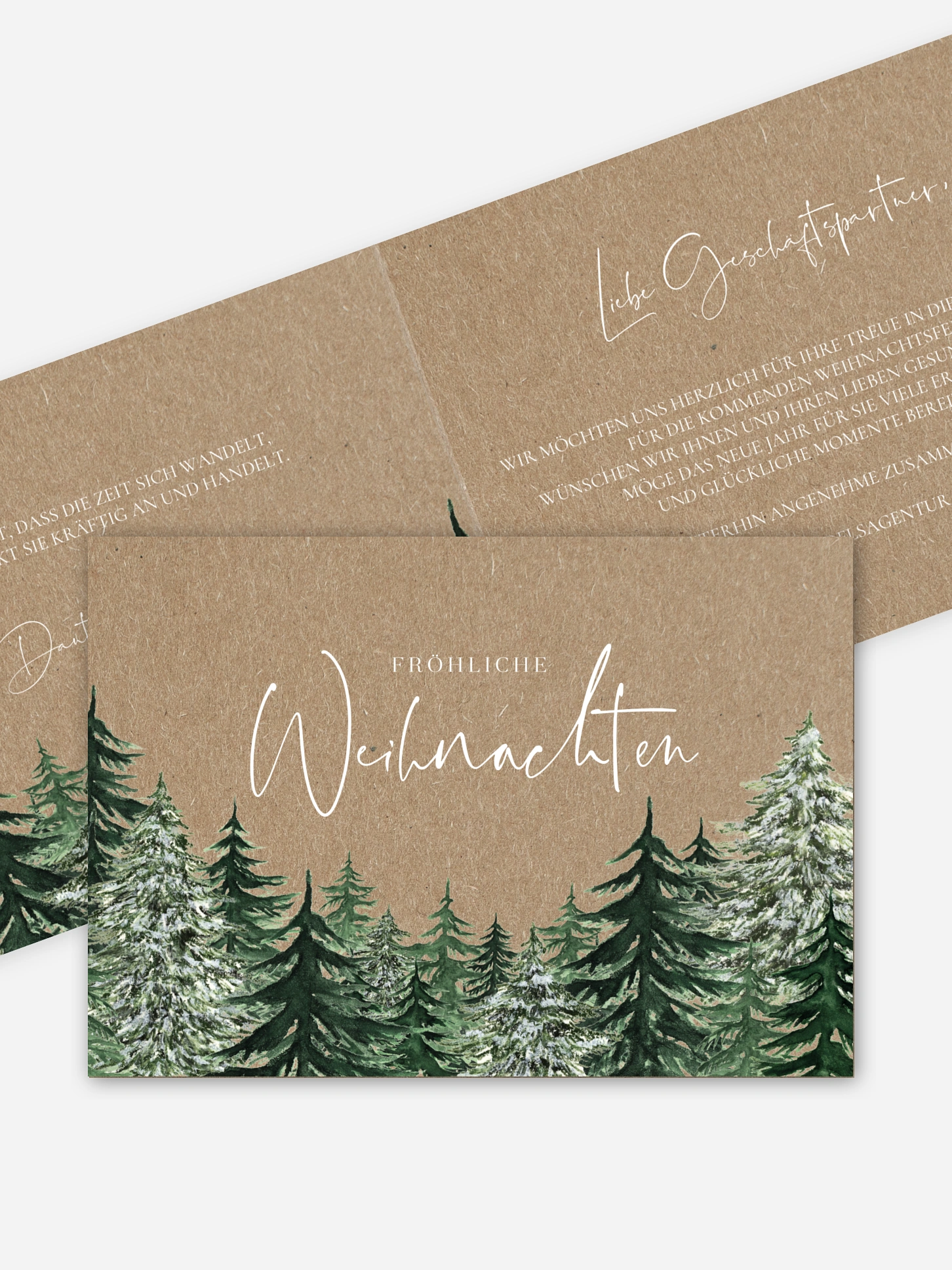 Geschäftliche Weihnachtskarte Warm Wintertrees Kraftpapier