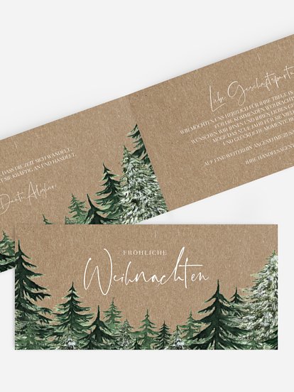 Geschäftliche Weihnachtskarte Warm Wintertrees Kraftpapier