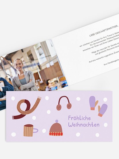Geschäftliche Weihnachtskarte Warm eingepackt