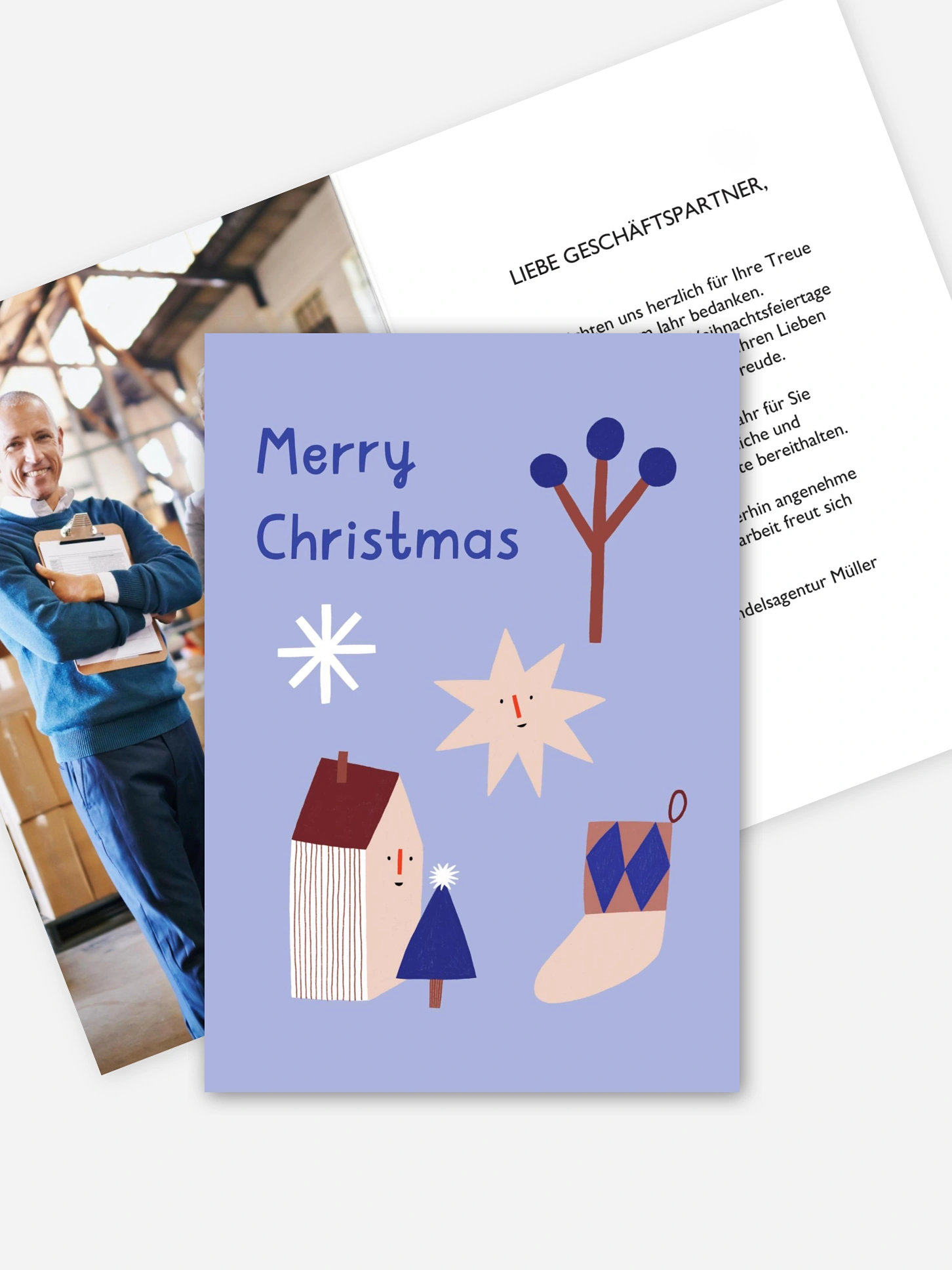 Geschäftliche Weihnachtskarte Winter Symbols