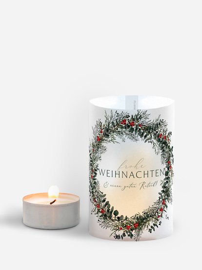 Windlicht Weihnachten Classic Wreath
