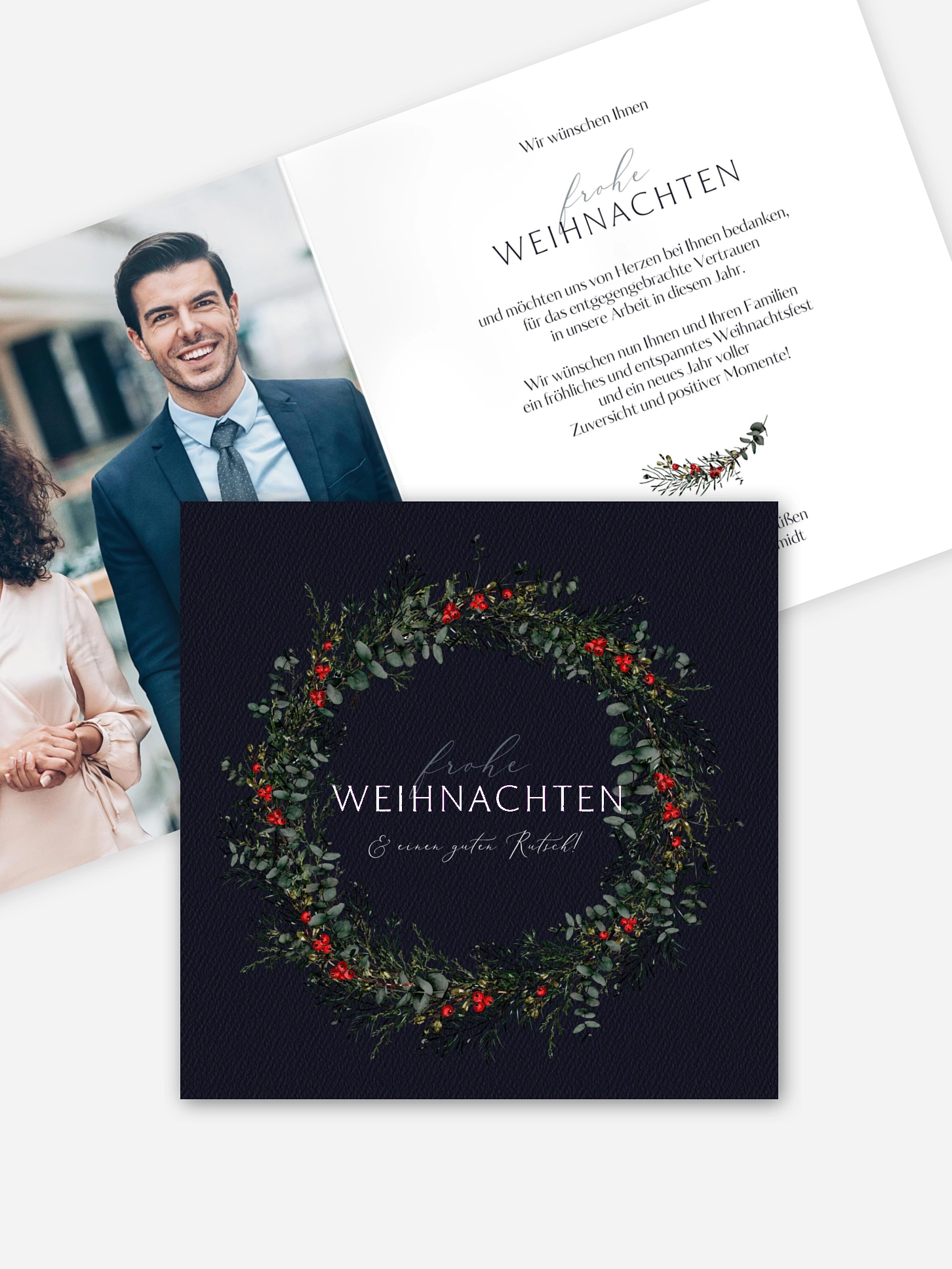 Geschäftliche Weihnachtskarte Classic Wreath