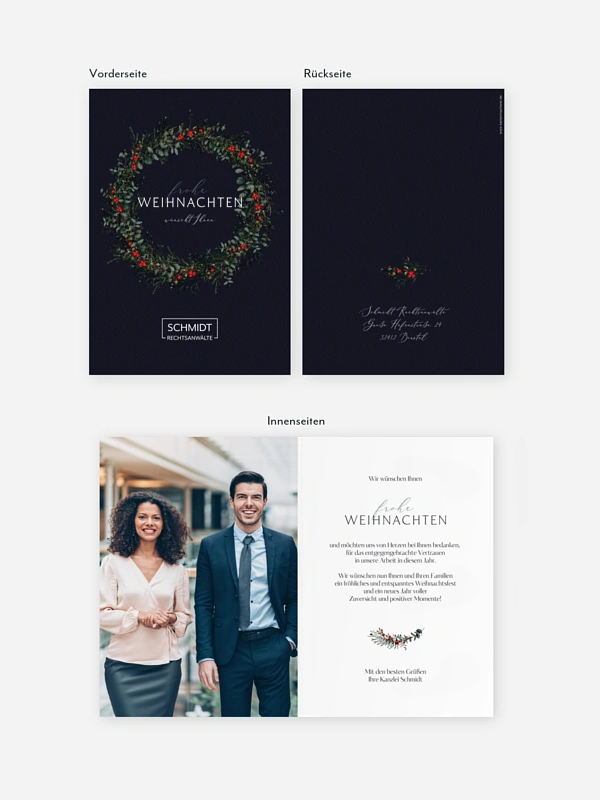 Geschäftliche Weihnachtskarte Classic Wreath