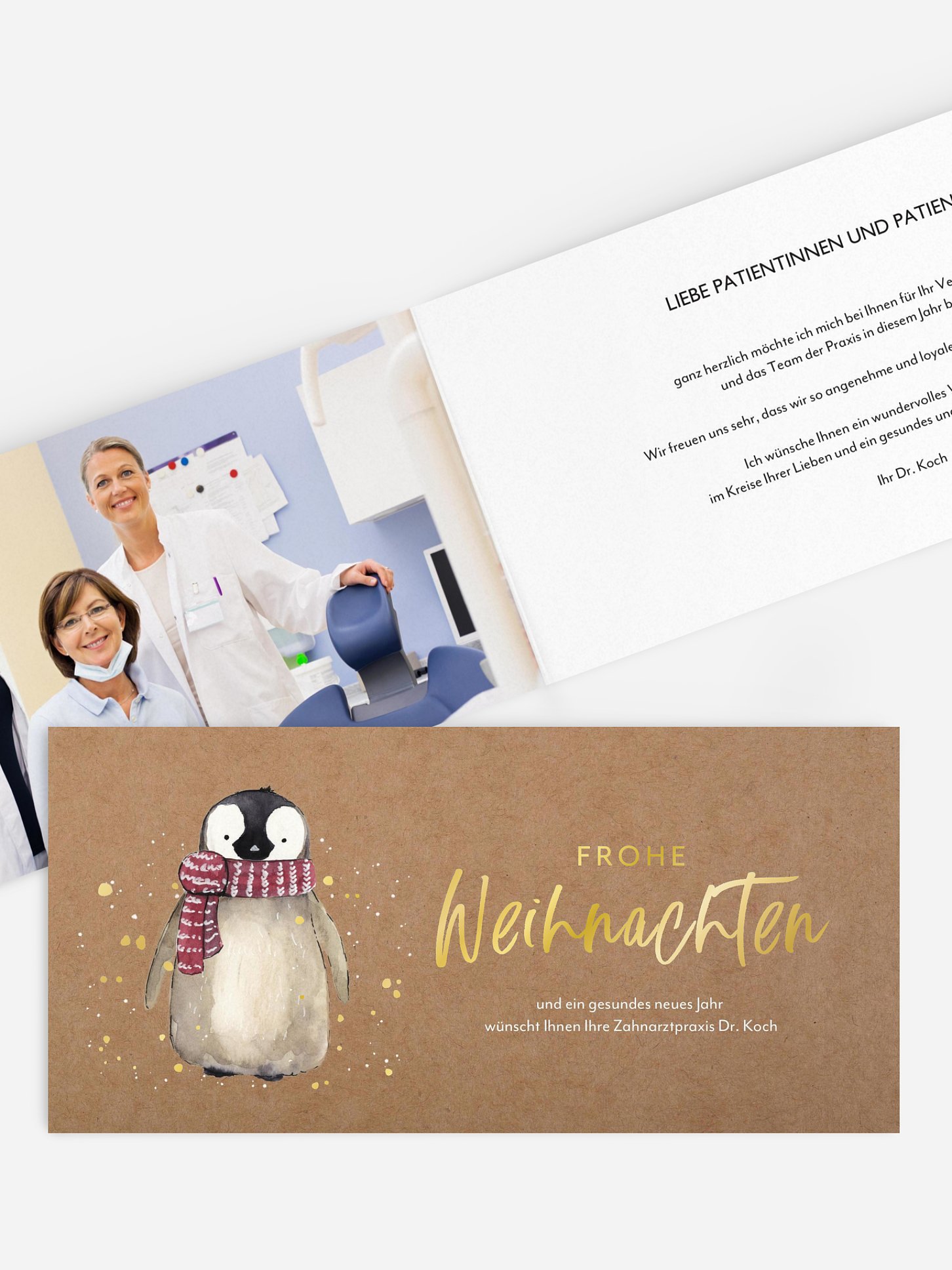 Geschäftliche Weihnachtskarte Pinguin