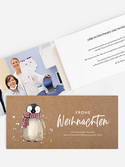 Geschäftliche Weihnachtskarte Pinguin