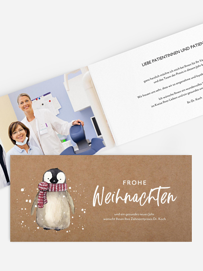 Geschäftliche Weihnachtskarte Pinguin