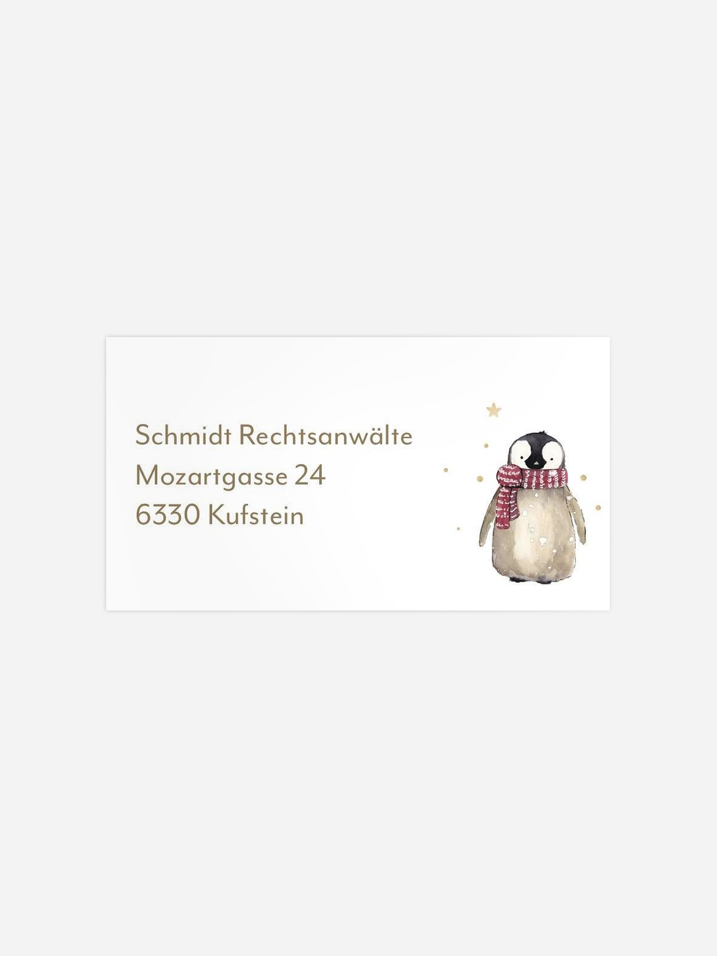 Empfängeraufkleber geschäftl. Weihnachten Pinguin Kraftpapier