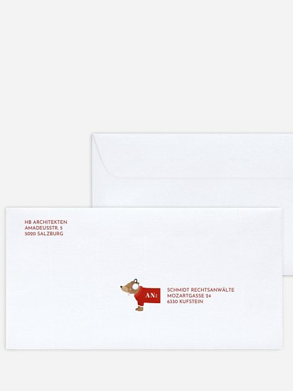 Bedruckte Umschläge geschäftl. Weihnachten Weihnachtsdackel