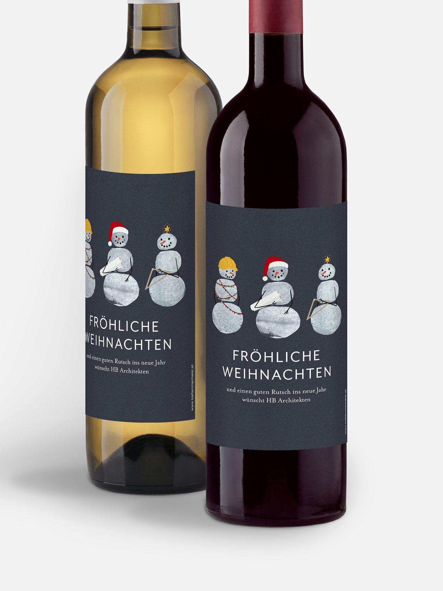 Flaschenetikett geschäftlich Schneemannbau