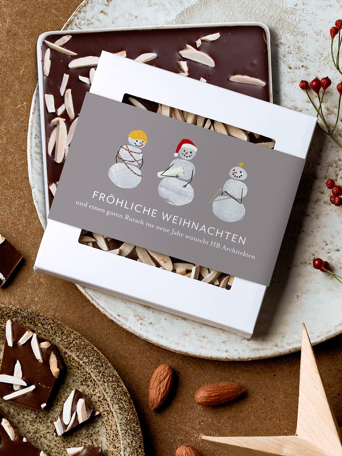 Schokobox geschäftlich Schneemannbau