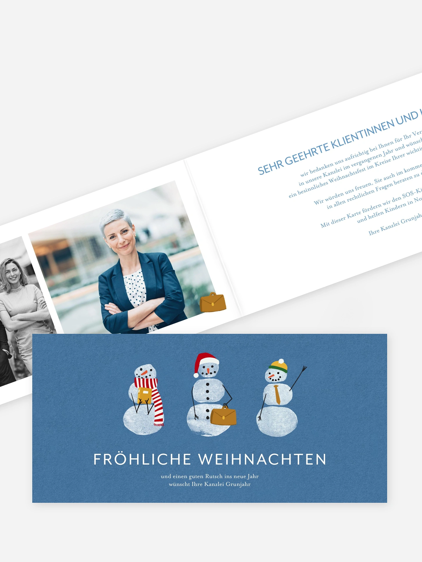 Spendenkarten Geschäftlich Schneemänner