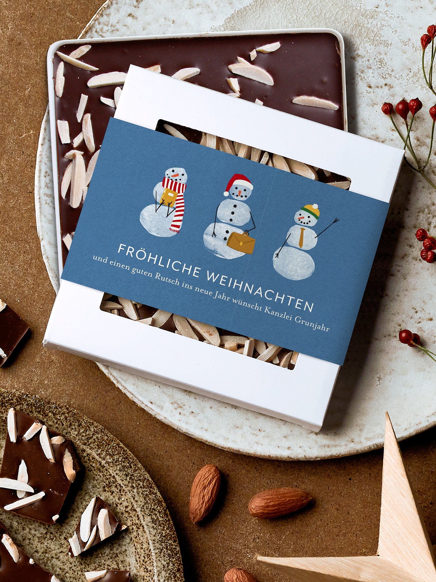 Schokobox geschäftlich Schneemänner