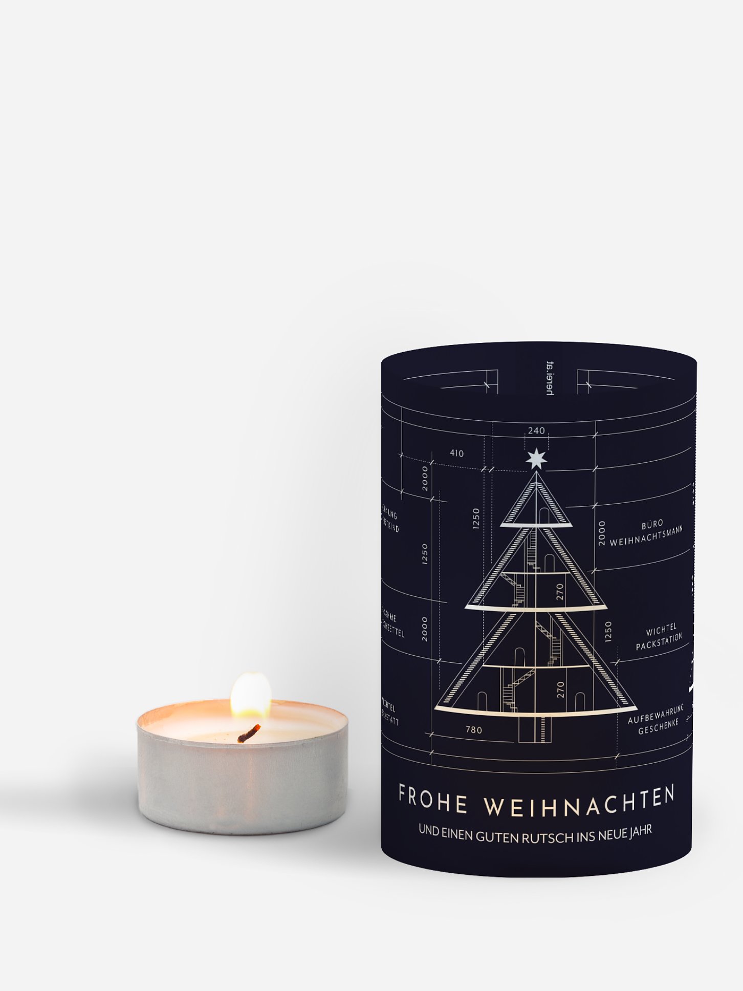 Windlicht Weihnachten Golden Lines