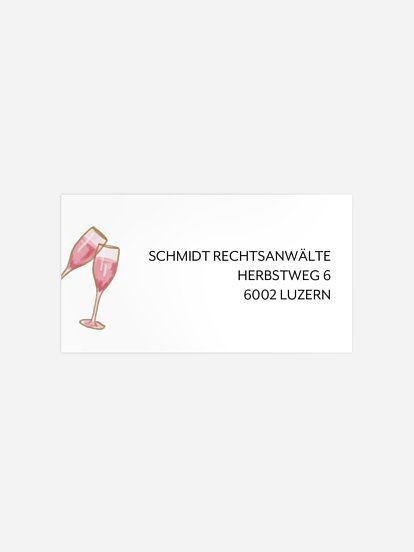 Empfängeraufkleber geschäftl. Weihnachten Champagner Feier