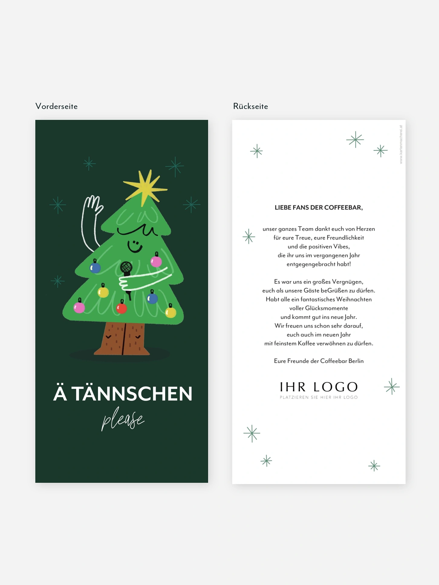 Geschäftliche Weihnachtskarte Ä Tännschen