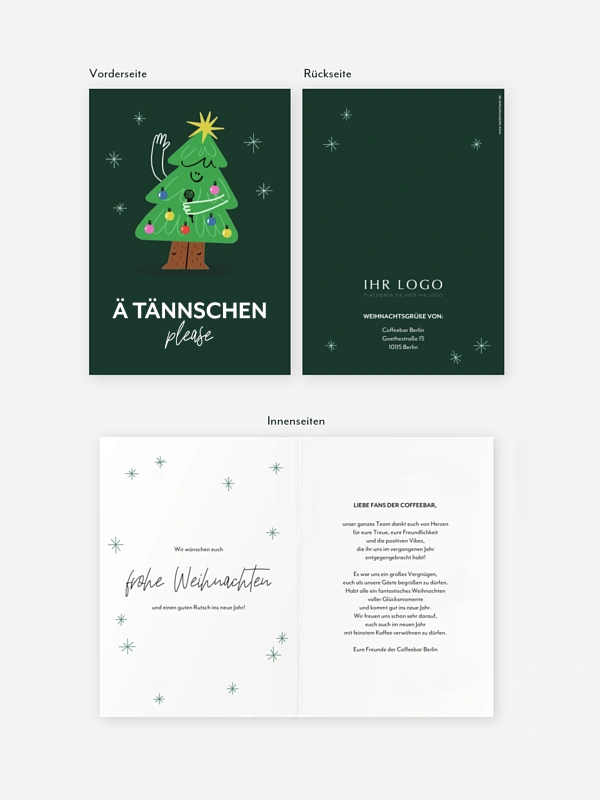 Geschäftliche Weihnachtskarte Ä Tännschen