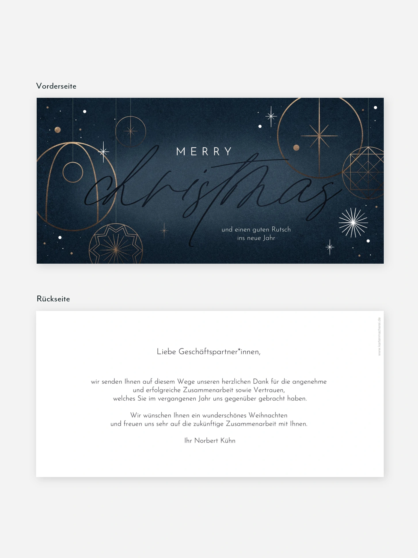 Geschäftliche Weihnachtskarte Minimal