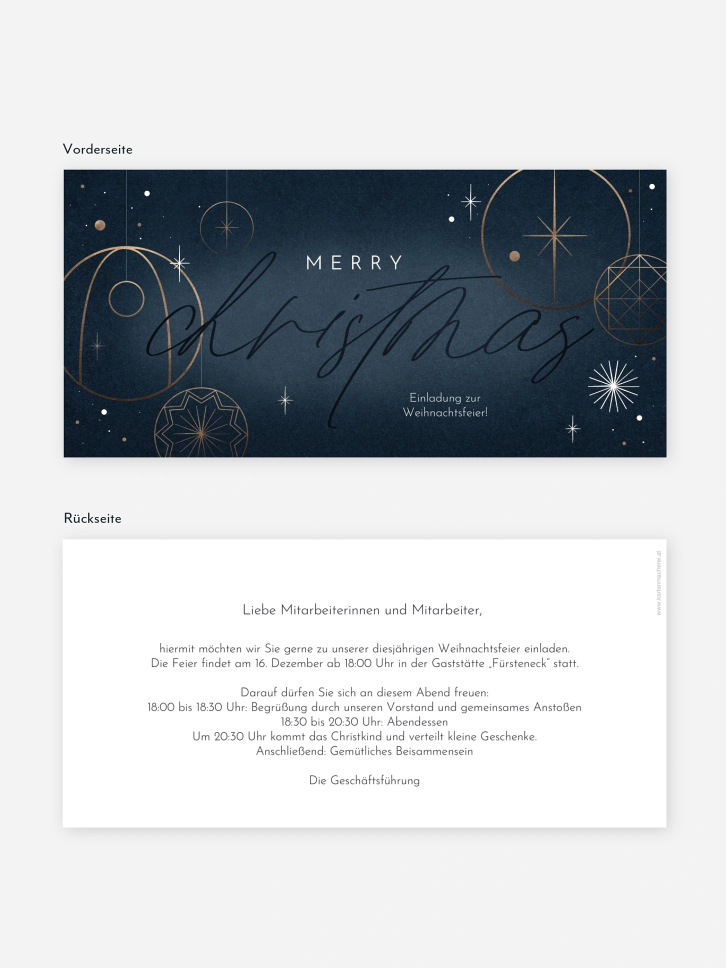 Weihnachtsfeier Minimal