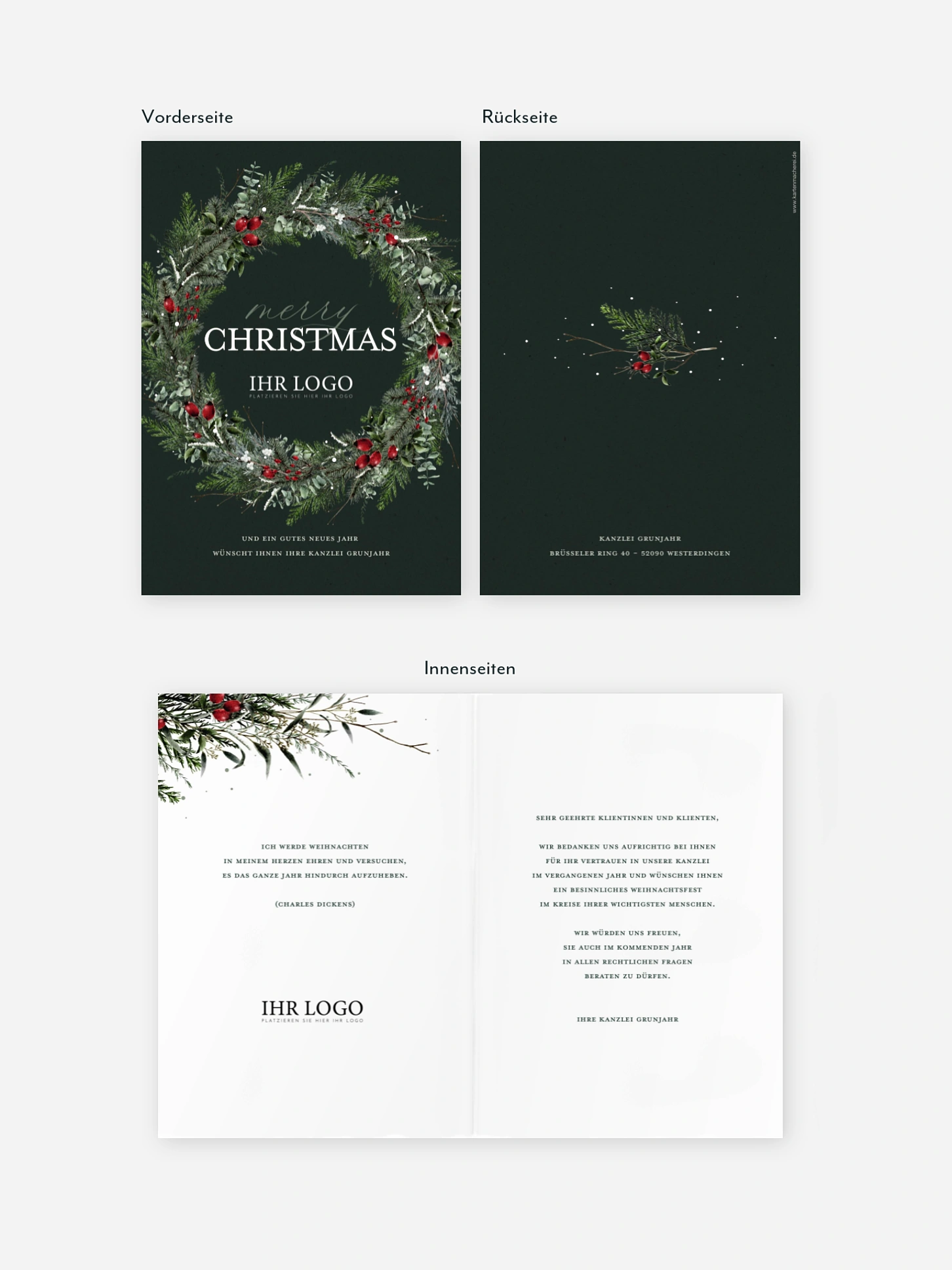 Geschäftliche Weihnachtskarte Festive Green