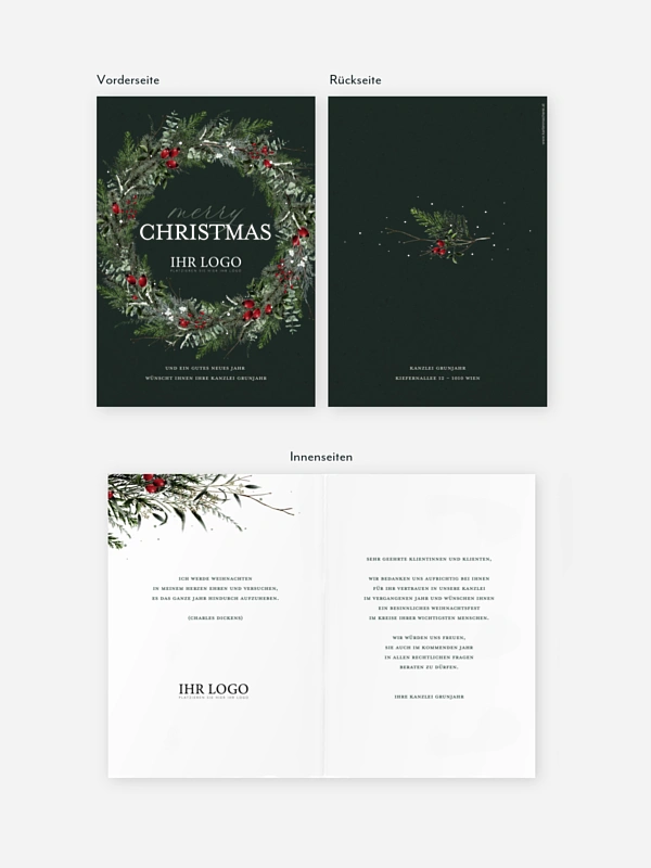 Geschäftliche Weihnachtskarte Festive Green