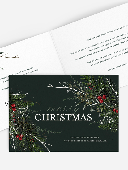 Geschäftliche Weihnachtskarte Festive Green