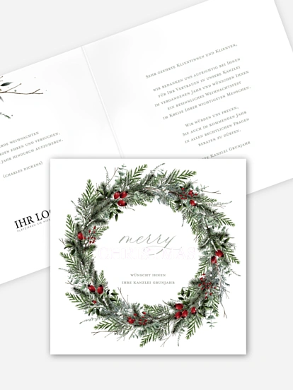 Geschäftliche Weihnachtskarte Festive Green
