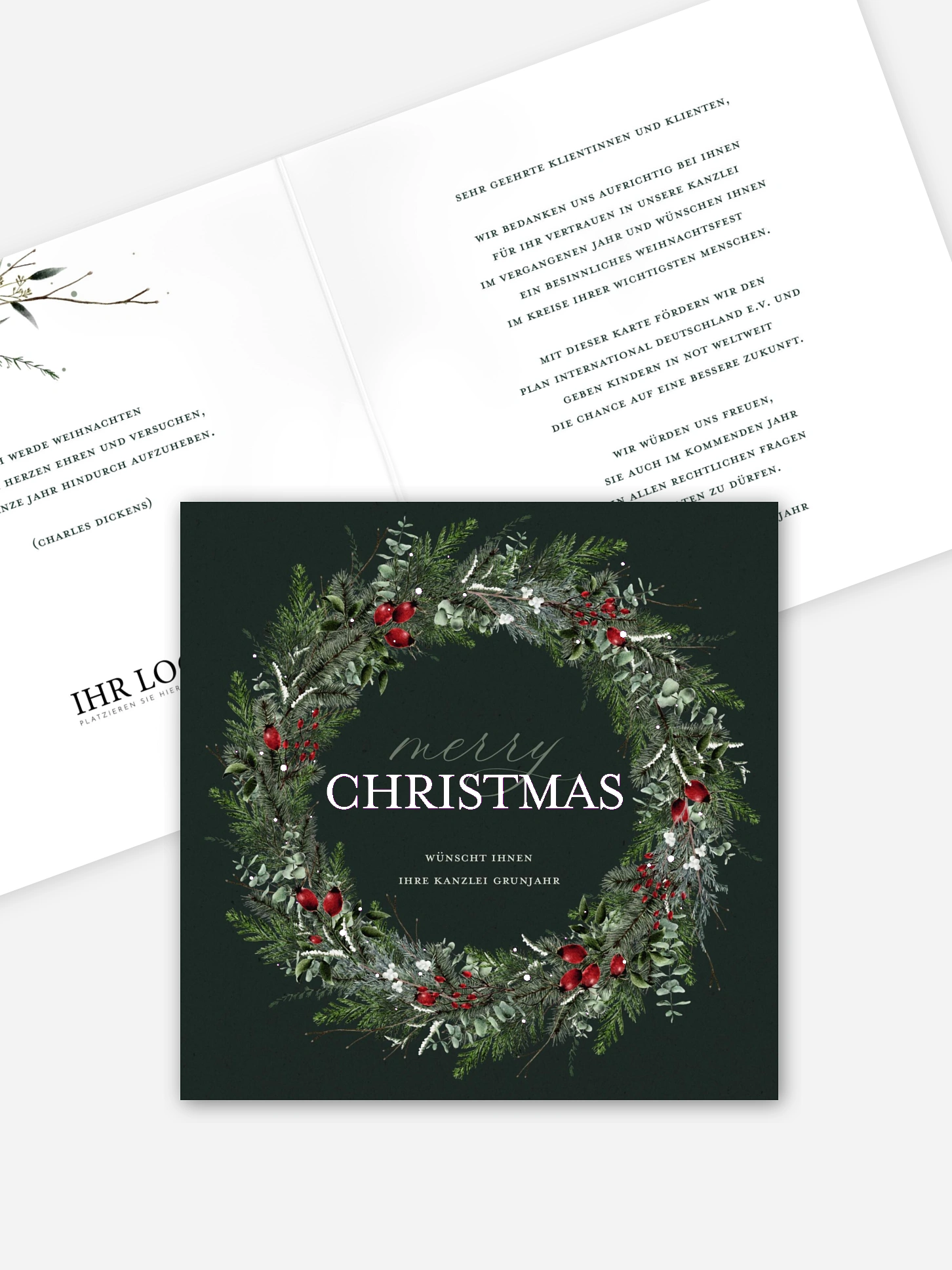 Spendenkarten Geschäftlich Festive Green