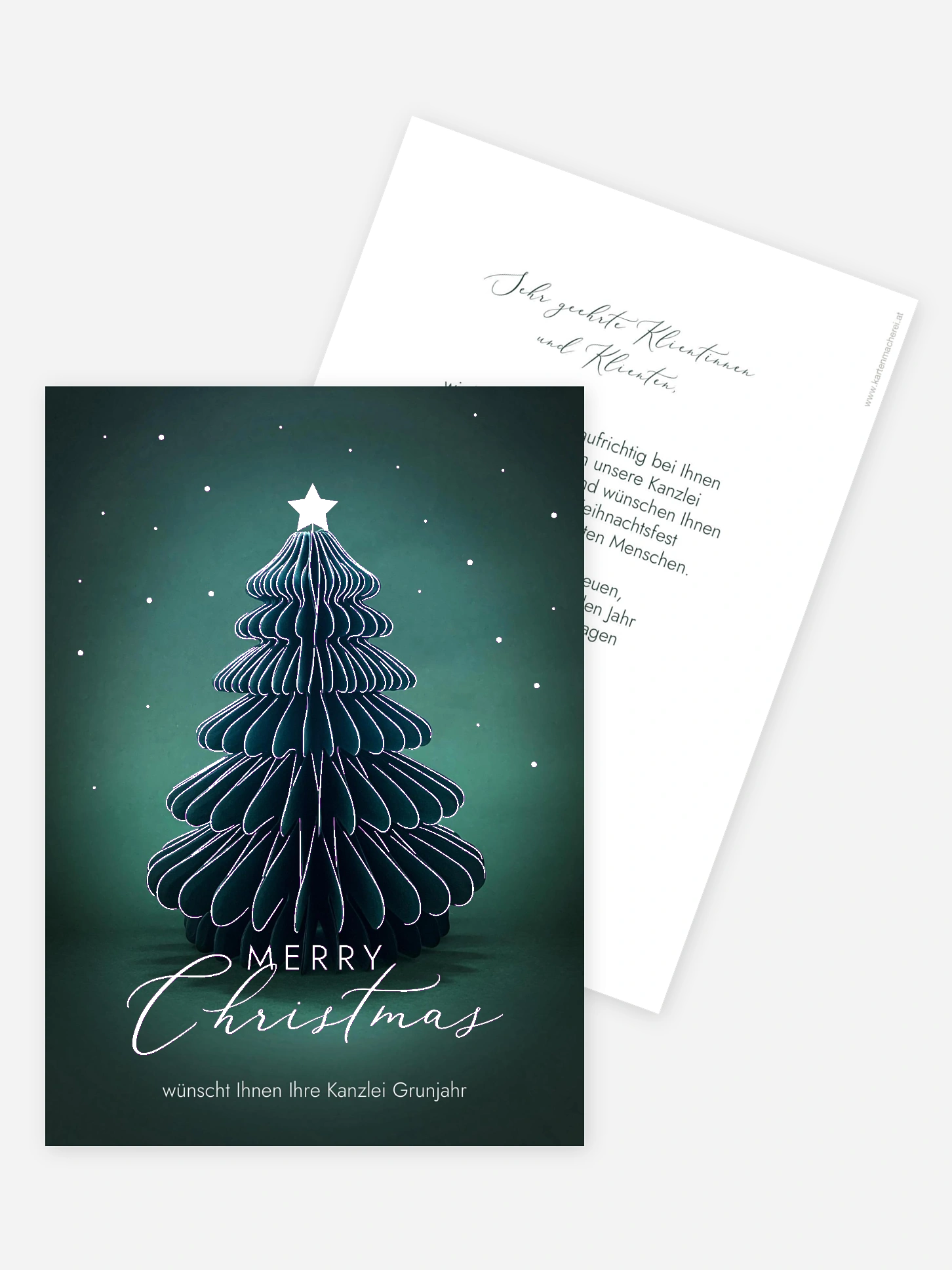 Geschäftliche Weihnachtskarte Papiertanne