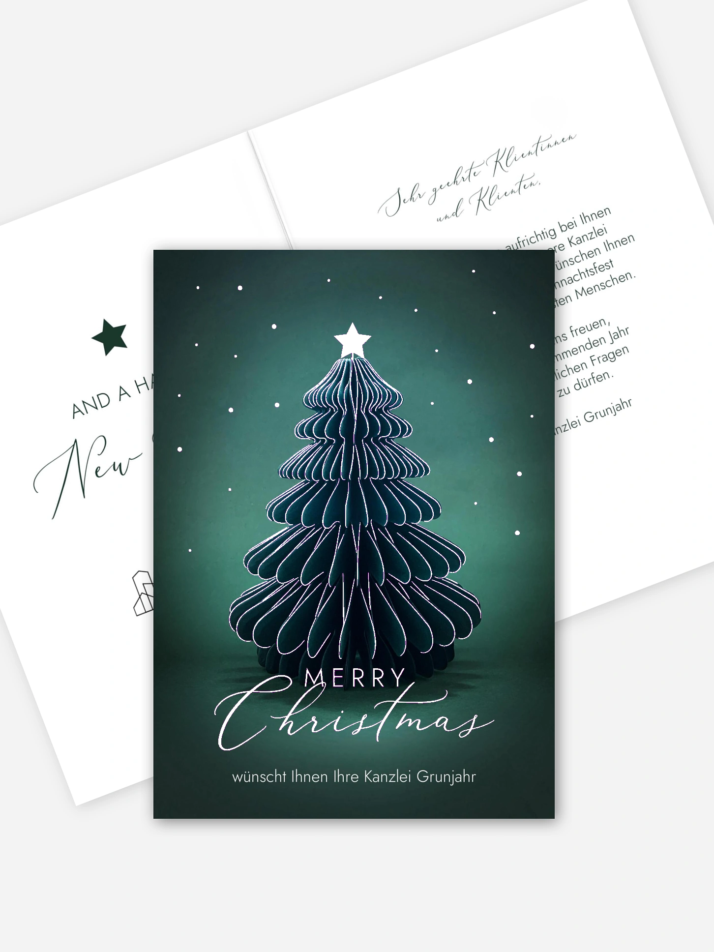 Geschäftliche Weihnachtskarte Papiertanne