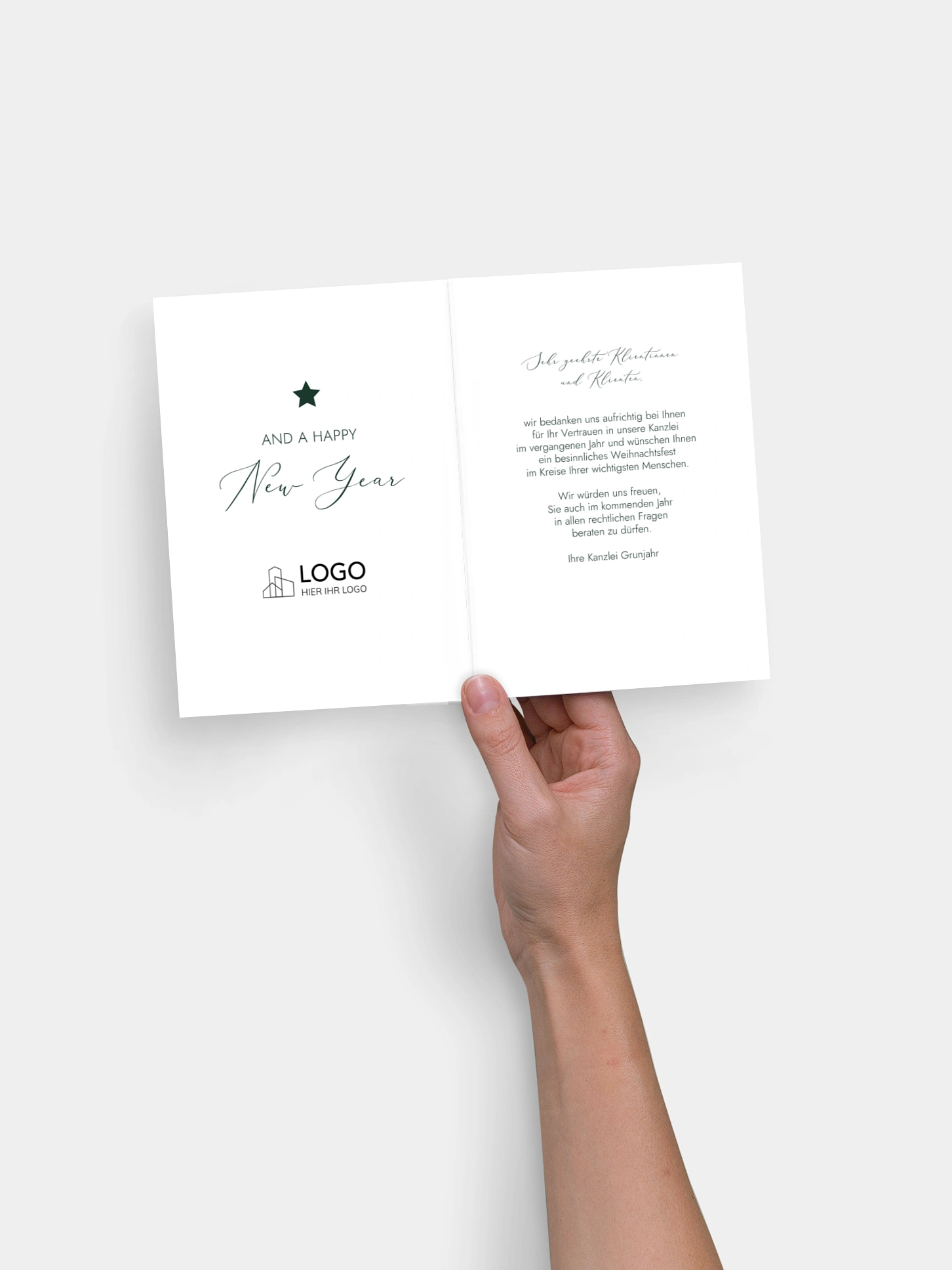 Geschäftliche Weihnachtskarte Papiertanne