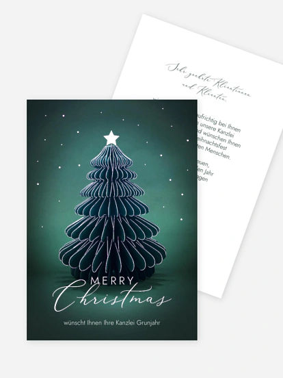 Geschäftliche Weihnachtskarte Papiertanne
