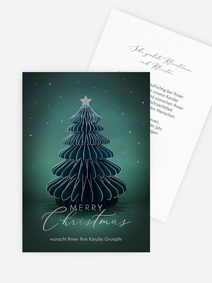Geschäftliche Weihnachtskarte Papiertanne