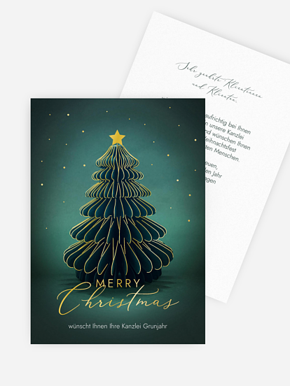 Geschäftliche Weihnachtskarte Papiertanne