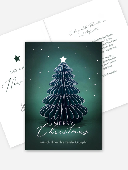 Geschäftliche Weihnachtskarte Papiertanne