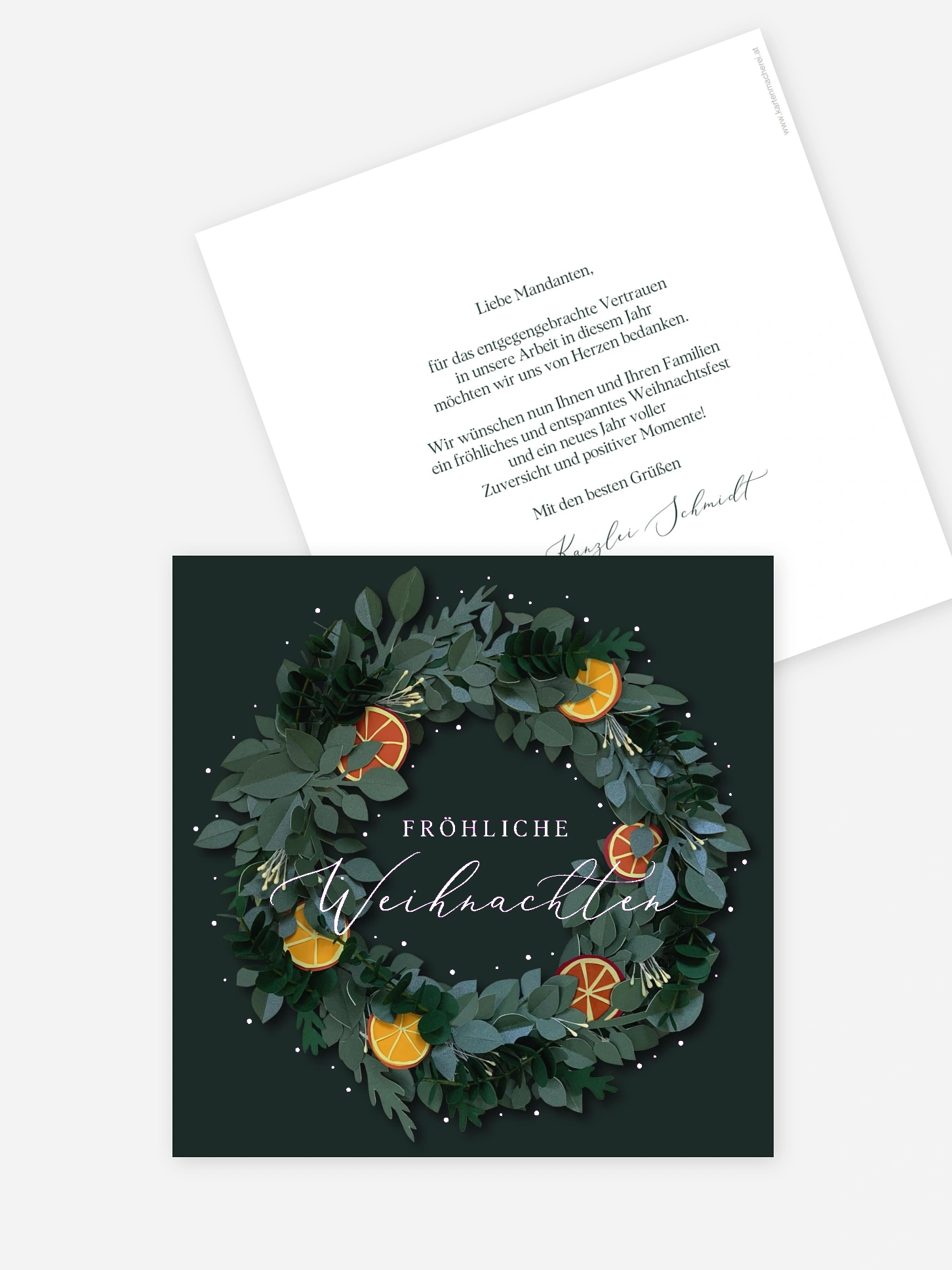Geschäftliche Weihnachtskarte Papier Kranz