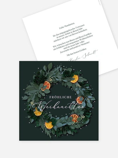 Geschäftliche Weihnachtskarte Papier Kranz