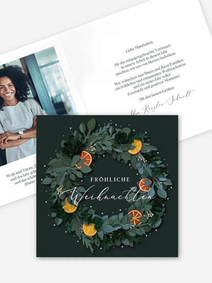 Geschäftliche Weihnachtskarte Papier Kranz