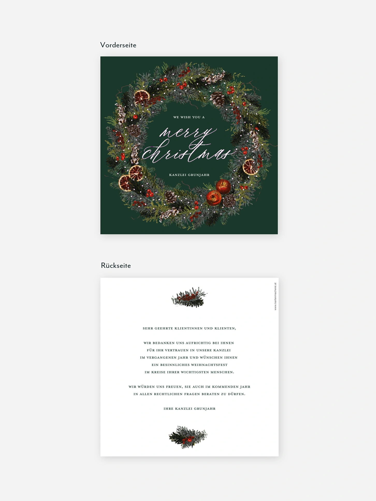 Geschäftliche Weihnachtskarte Festive