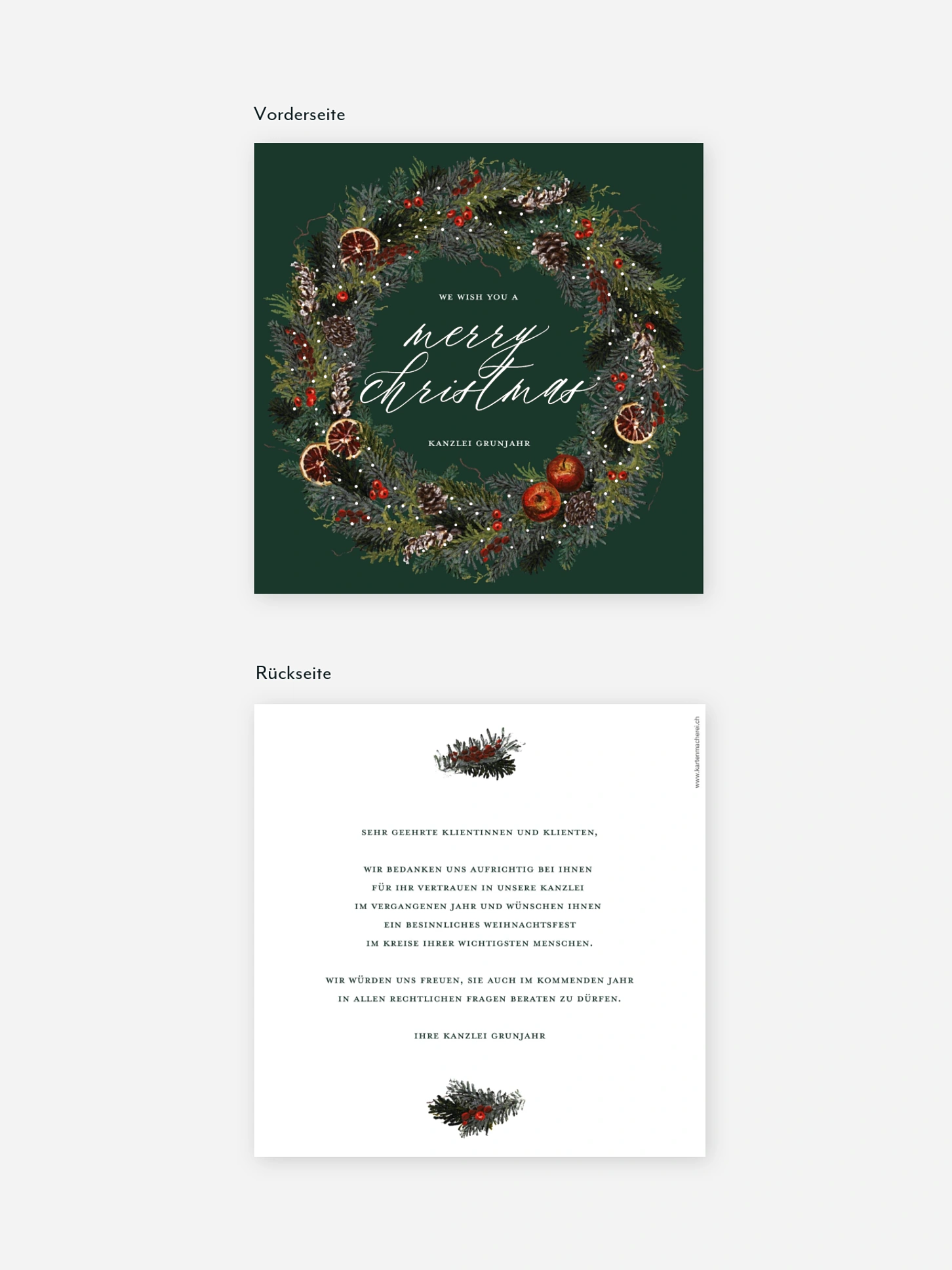 Geschäftliche Weihnachtskarte Festive