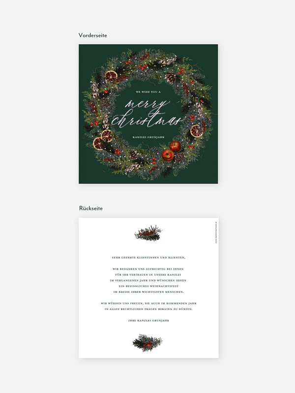 Geschäftliche Weihnachtskarte Festive